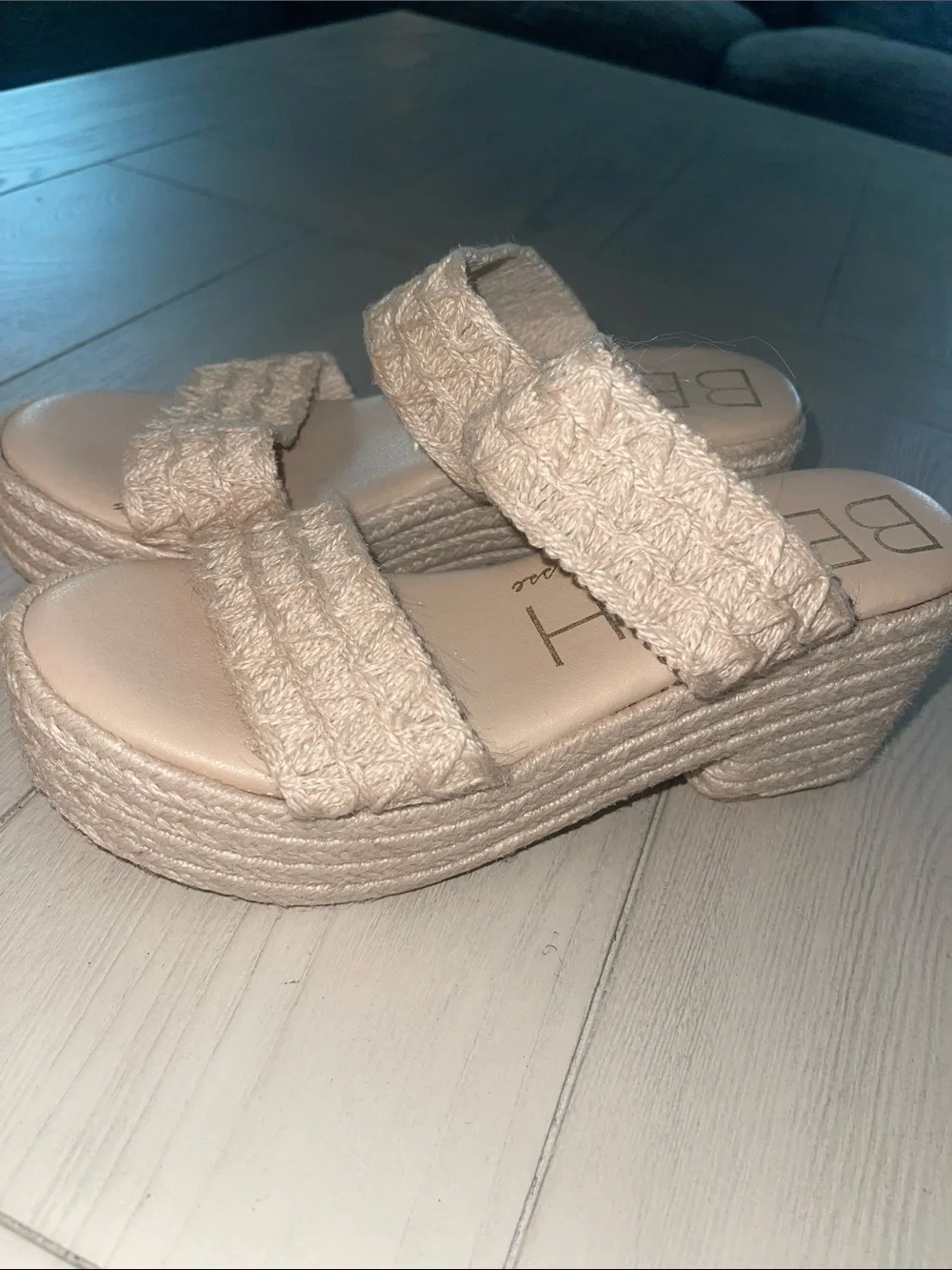 Matisse Cream Braided Platform Slide Sandals